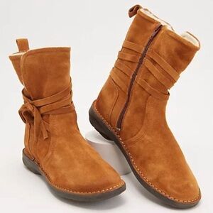 Miz Mooz Prance Brown Suede Wool Lined Side Zip Comfort Ankle Boots Size‎ 37
